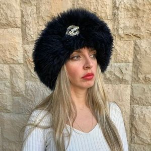 Women's Sheepskin Cossack Russian Blue Winter Hat